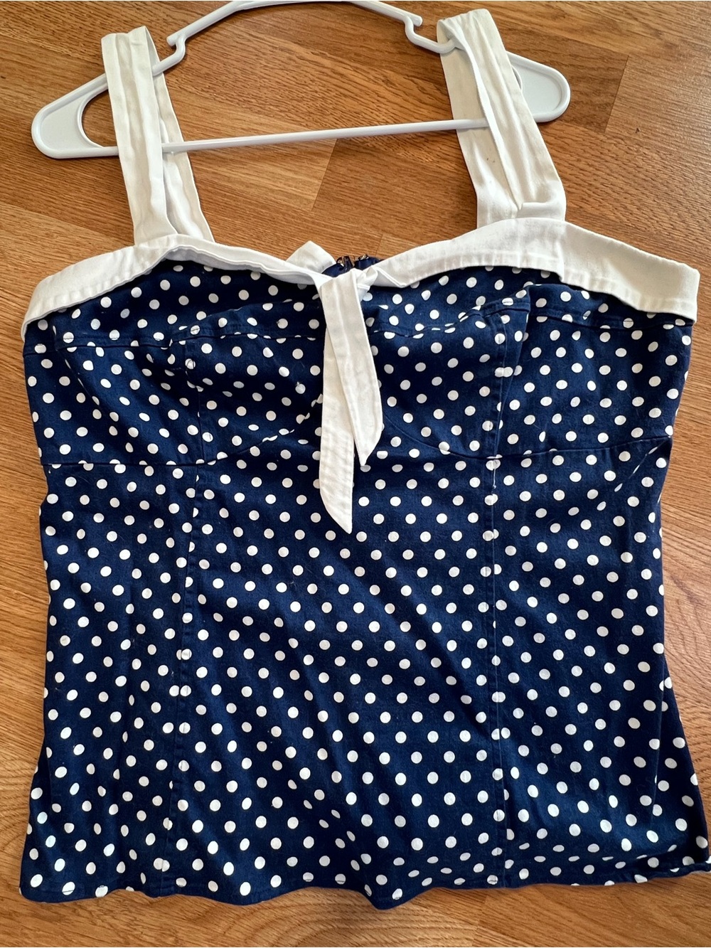 Torrid Navy and White Polka Dot Top